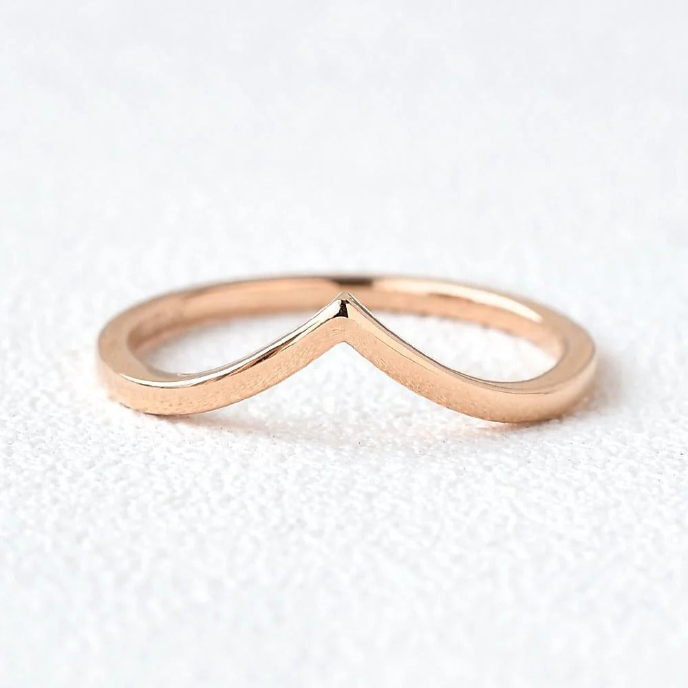 Solid Gold Curved Perfect Stacking Band for All Rings