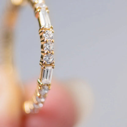 1.50 TCW Round and Baguette Cut Full Eternity Wedding Band