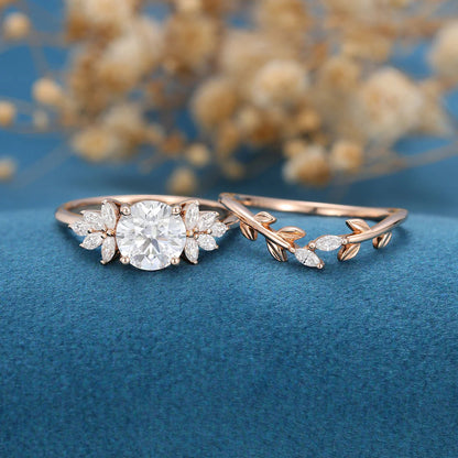2.50 CT Round Cut Moissanite Wedding Bridal Ring Set