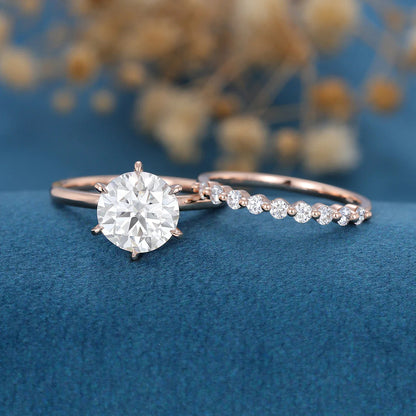 2.75 CT Round Cut Moissanite Solitaire Bridal Set