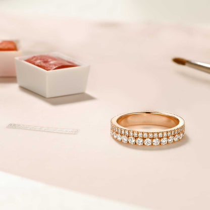 1.30 TCW Round Shaped Moissanite Double Row Wedding Band