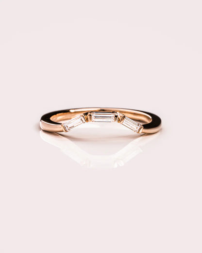 Baguette Cut Curved Lab Grown Diamond Rose Gold Wedding Eternity Band