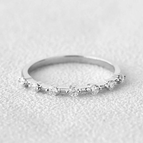 0.10 TCW  Round Brilliant Cut Two Prong Perfect Wedding Band