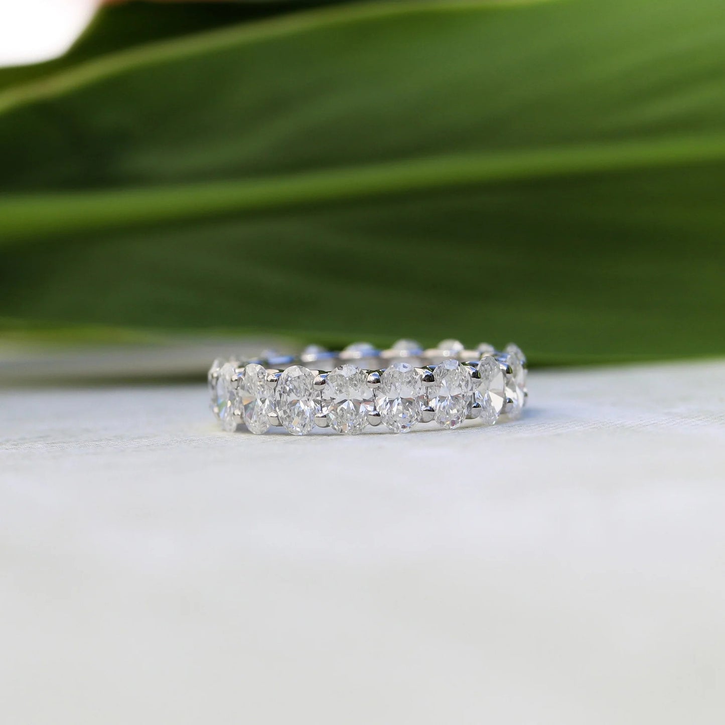 2.50 TCW Oval Cut Moissanite Full Eternity Wedding Band