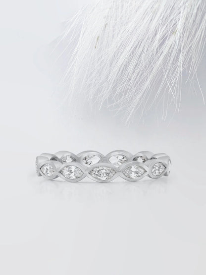 1.50 TCW Bezel Set Marquise Cut Moissanite Eternity Diamond Wedding Band