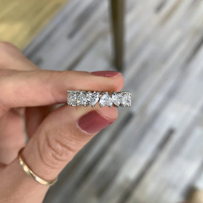 4.50 TCW Heart Shaped Moissanite Full Eternity Diamond Wedding Band for Women
