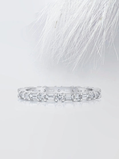 2.00 TCW Baguette & Round Cut Moissanite Eternity Diamond Wedding Band