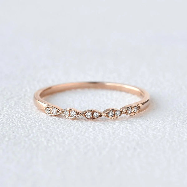 0.10 TCW Round Brilliant Cut Half Eternity Thine Vintage Wedding Band