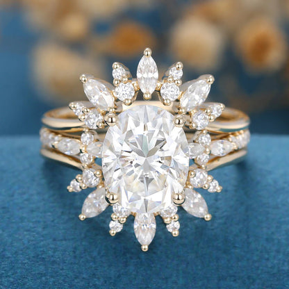 2.50 CT Oval Shaped Moissanite Pave Setting Bridal Set