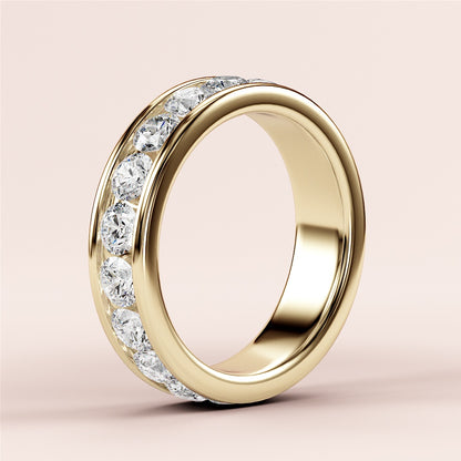 3 TCW Round Cut Lab Grown Diamond Band Chenal Set Unique Gift For Her