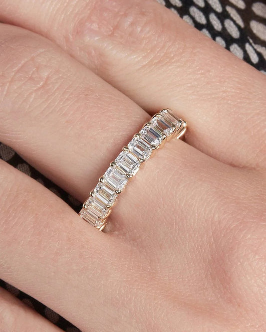 2.50 TCW Emerald Cut Full Eternity Stacking Wedding Band