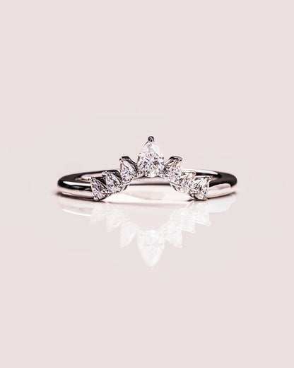 Pear Cut Curved Half Eternity Band 10K White Gold Promise Ring For Her
