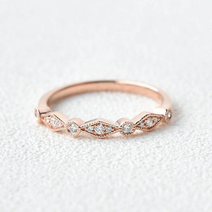 0.20 TCW Round Brilliant Cut Moissanite Unique Wedding Band