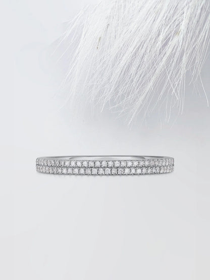 0.40 TCW Round Cut Moissanite Double Row Diamond Wedding Band