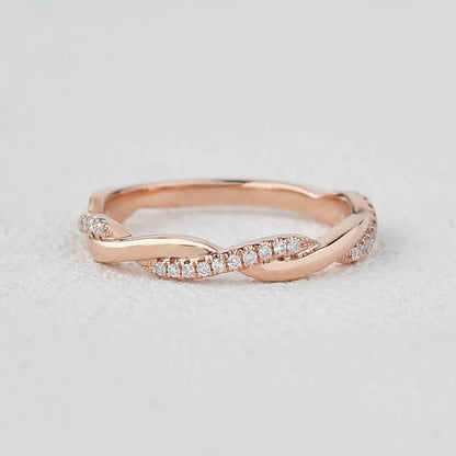 0.50 TCW Round Brilliant Cut Infinity Shank Unique Wedding Band