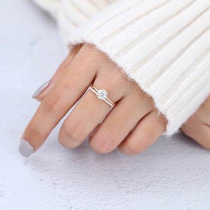 1.50 CT Round Cut Moissanite Bridal Wedding Ring Set