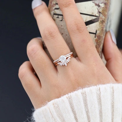 2.00 CT Round Cut Moissanite Bridal Wedding Ring Set
