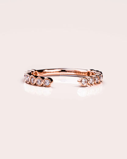 Rose Gold Wedding Band Solitaire Ring Matching Band Gift For Her