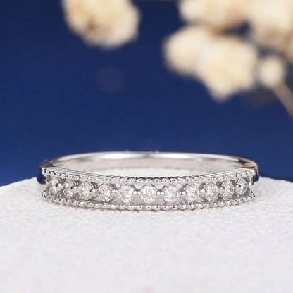 0.15 TCW Round Brilliant Cut Channel Set Half Eternity Wedding Band