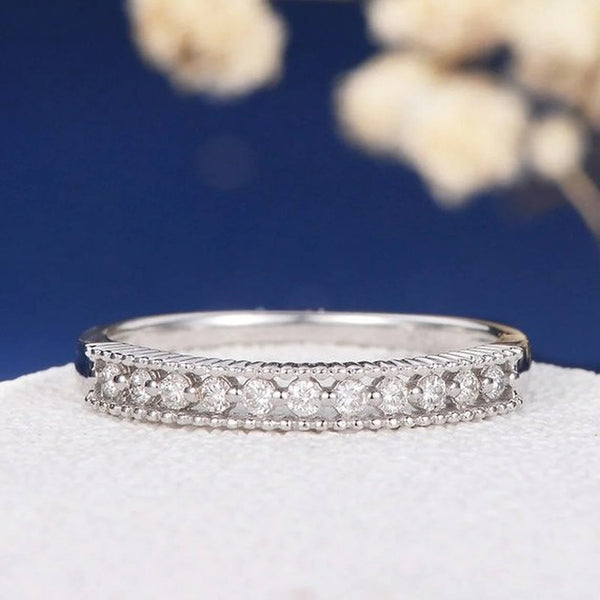 0.15 TCW Round Brilliant Cut Channel Set Half Eternity Wedding Band