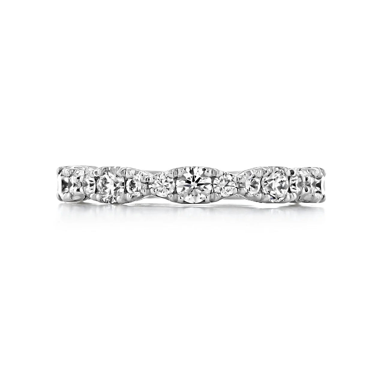 0.25 TCW Round Brilliant Cut Clustered Half Eternity Pave Setting Wedding Band