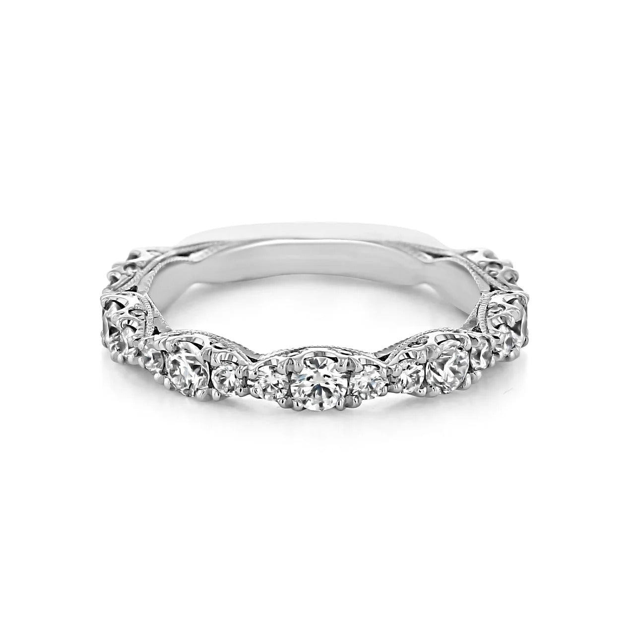 0.25 TCW Round Brilliant Cut Clustered Half Eternity Pave Setting Wedding Band