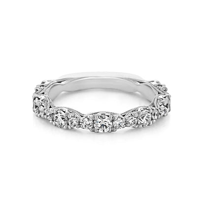 0.25 TCW Round Brilliant Cut Clustered Half Eternity Pave Setting Wedding Band