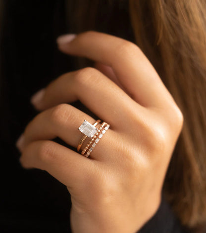 1.00 TCW  Baguette Cut Unique Stackable Moissanite Diamond Wedding Band