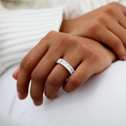 8.00 TCW Radiant Shaped Moissanite Full Eternity Style Wedding Band