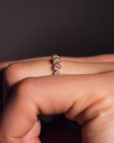 3 mm Round Brilliant Cut Art Deco Rose Gold Wedding Diamond For Women