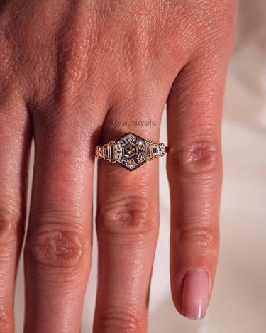 2.00 CT Asscher Cut Moissanite Engagement Ring