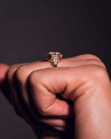 2.00 CT Asscher Cut Moissanite Engagement Ring