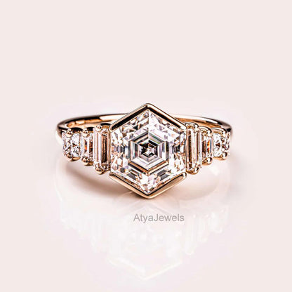 2.00 CT Asscher Cut Moissanite Engagement Ring