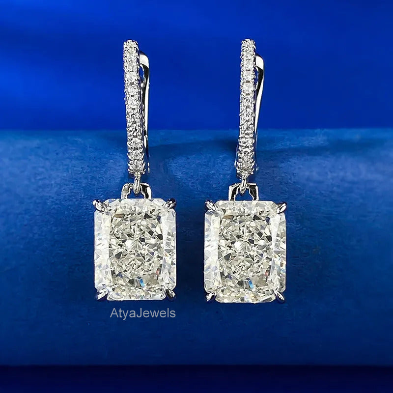 3.00 TCW Radiant Cut Moissanite Diamond Hoop Earrings For Her