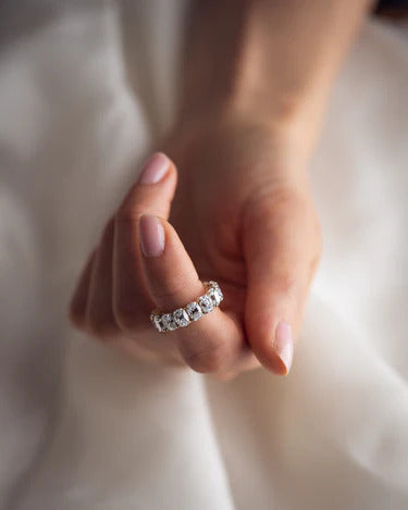1.00 TCW Cushion Cut Lab Grown Diamond Wedding Band Gift For Her