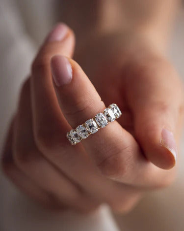 1.00 TCW Cushion Cut Lab Grown Diamond Wedding Band Gift For Her