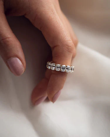 1.00 TCW Cushion Cut Lab Grown Diamond Wedding Band Gift For Her
