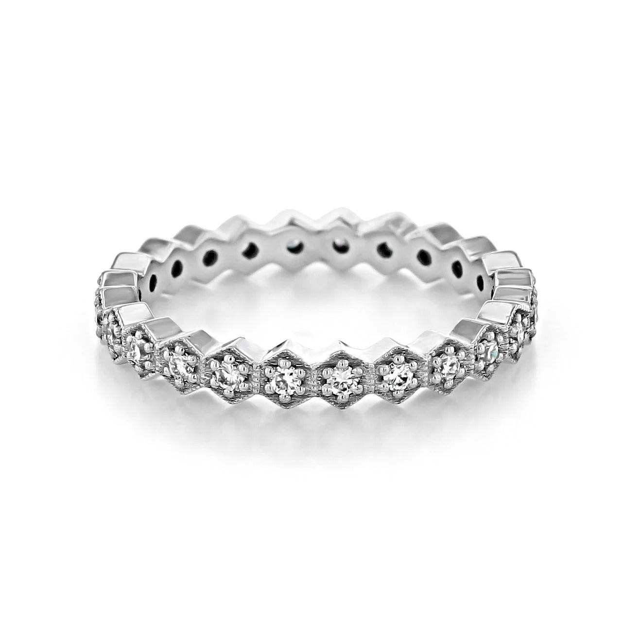 0.40 TCW Hexagonal Style Full Eternity Pave Setting Wedding Band