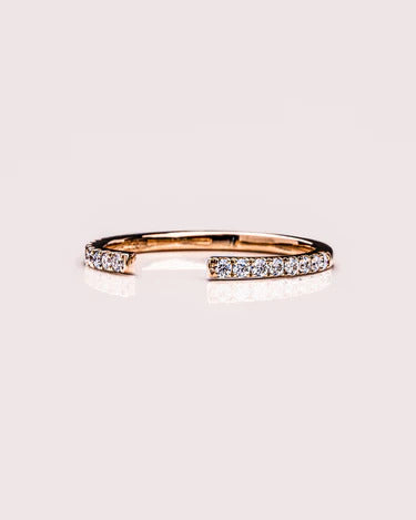 Unique Engagement Matching Ring 18K Solid Yellow Gold Eternity Bnad