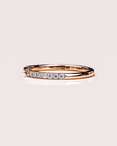 Unique Engagement Matching Ring 18K Solid Yellow Gold Eternity Bnad