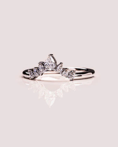Pear Cut Curved Half Eternity Band 10K White Gold Promise Ring For Her