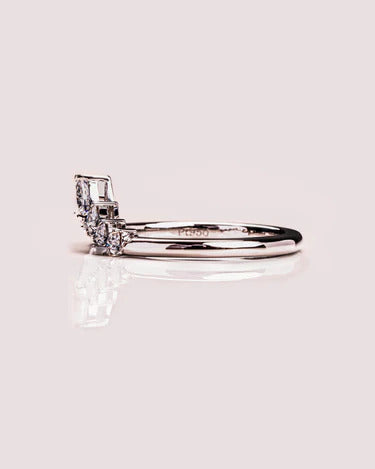 Pear Cut Curved Half Eternity Band 10K White Gold Promise Ring For Her