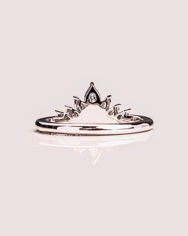 Pear Cut Curved Half Eternity Band 10K White Gold Promise Ring For Her