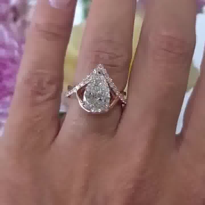 3.00 CT Pear Cut Moissanite Wedding Ring