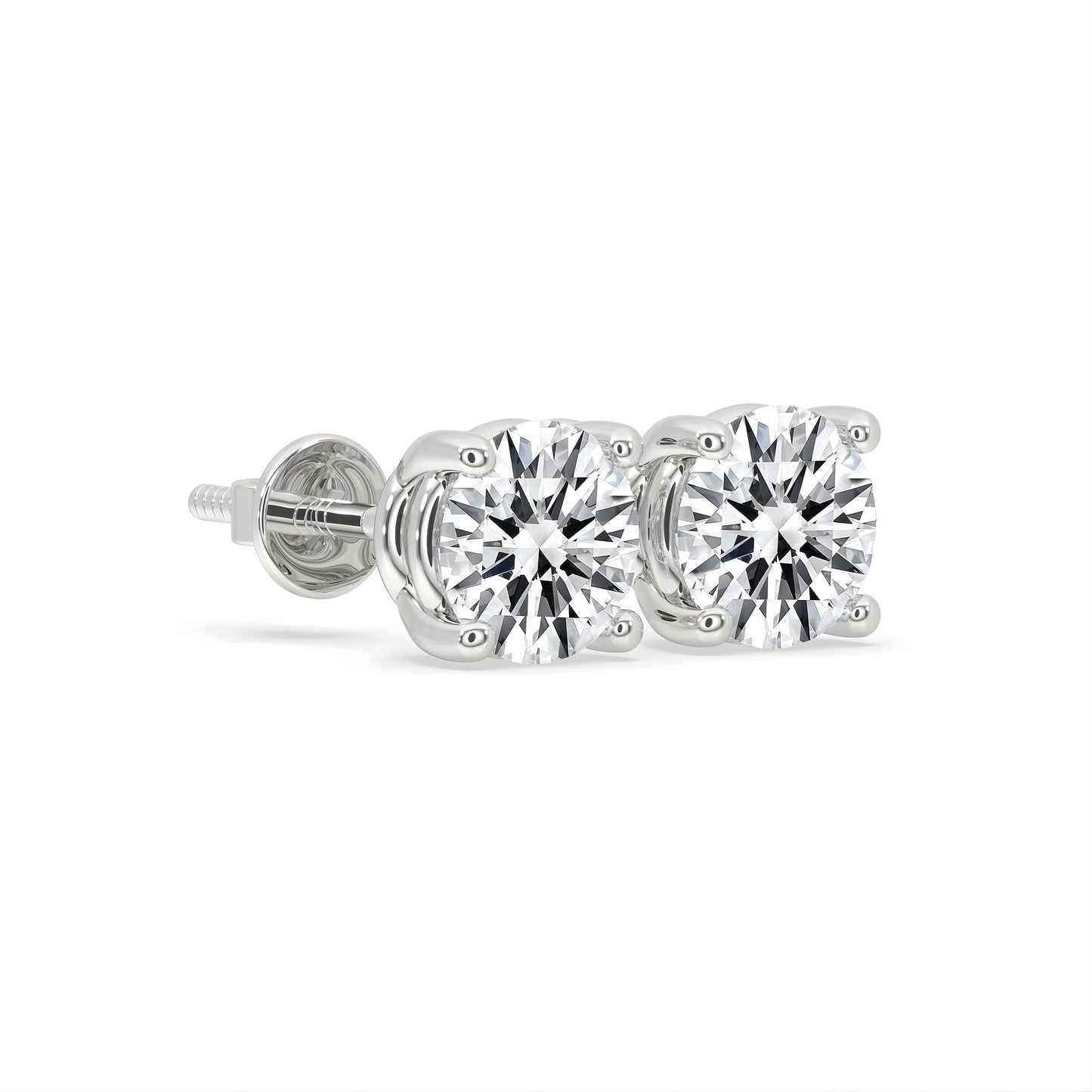 925 Silver Stud Earring Studded With 5 MM Round Cut Moissanite