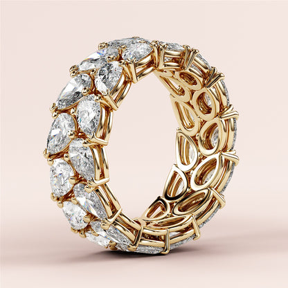 12 TCW Pear Cut Lab Grown Diamond 10k 14k 18k Gold Wedding Band Gift For Her