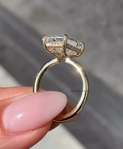 4.00 CT Emerald Cut Moissanite Engagement Ring
