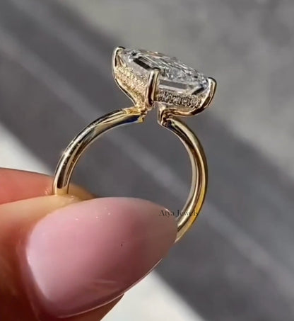 4.00 CT Emerald Cut Moissanite Engagement Ring