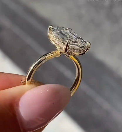 4.00 CT Emerald Cut Moissanite Engagement Ring