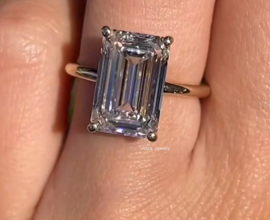 4.00 CT Emerald Cut Moissanite Engagement Ring